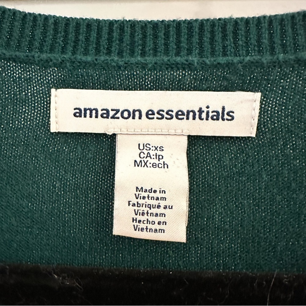 Amazon Essentials V Neck Pullover Sweater Green sz XS - Picture 3 of 4